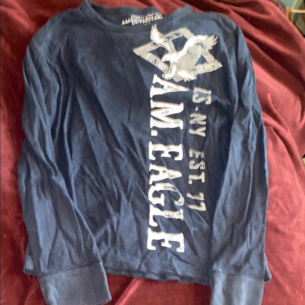American Eagle Outfitters Blue Long Sleeve Tee